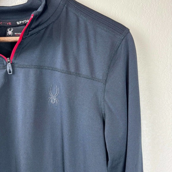 Spyder Active Mens 1/4 Zip Tech Pullover Sweater Size S/P Black Mock Neck - Picture 4 of 14